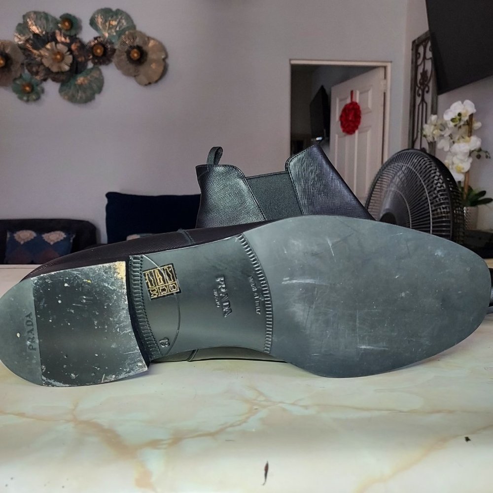 Prada Half-Chelsea 2TB043 Saffiano Leather Boots - Picture 3 of 5